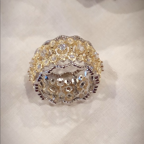 Mixed Metal AAA Cubic Zirconia Infinity Ring - Picture 4 of 7